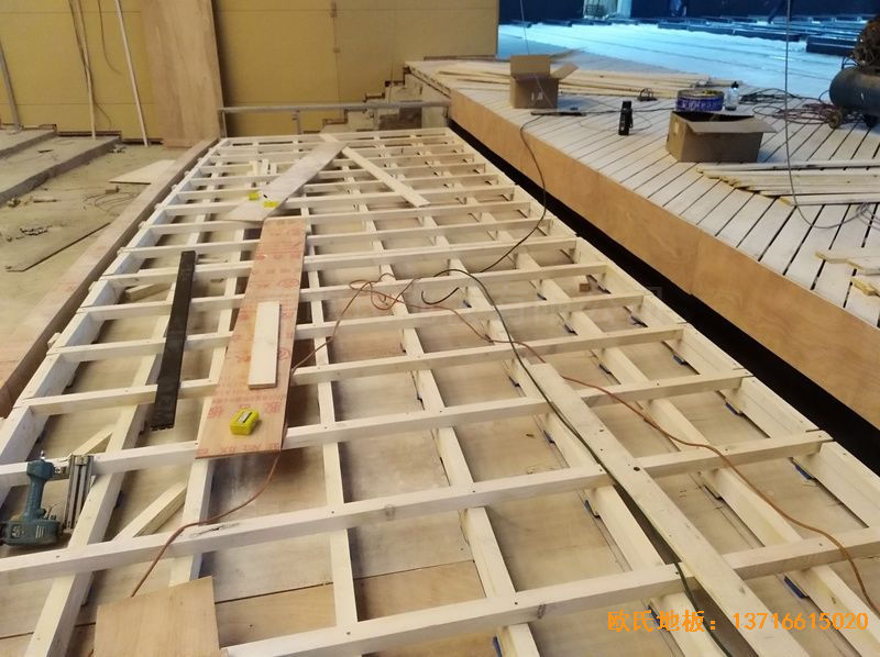 河北廊坊益田同文學校舞臺運動地板鋪裝案例