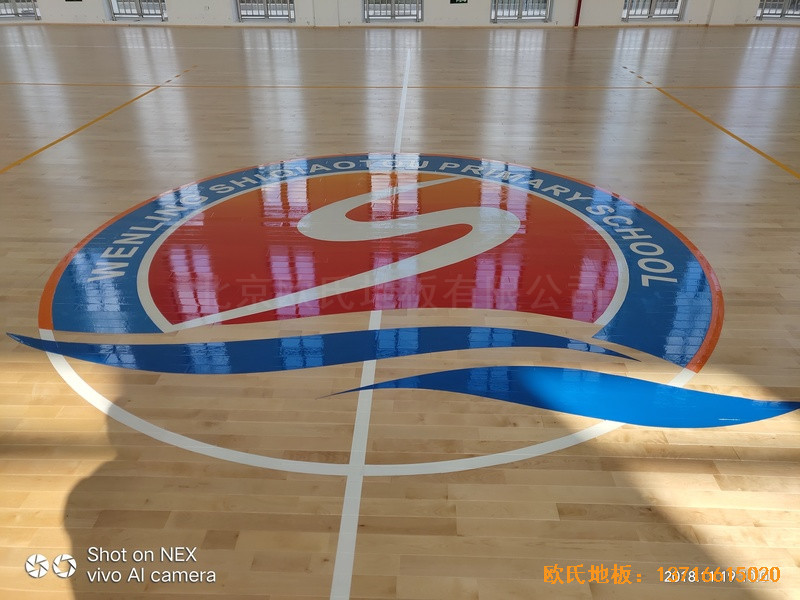 浙江溫嶺石橋頭中心小學籃球館運動木地板鋪裝案例4