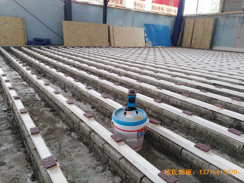 湖北黃石黃金海灣籃球訓(xùn)練館體育地板鋪設(shè)案例1