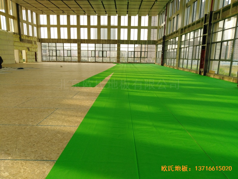 鹽城濱海永寧實驗小學籃球館運動木地板鋪裝案例2