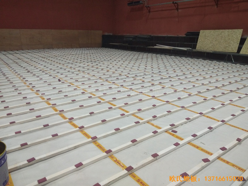 石家莊青園街電信營(yíng)業(yè)廳對(duì)面籃球館運(yùn)動(dòng)地板施工案例1