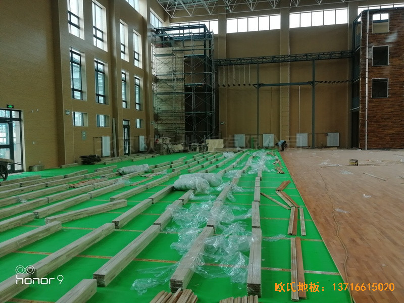 青海西寧大通消防大隊籃球館體育地板鋪裝案例1